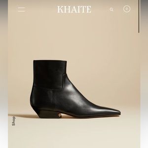 Khaite Black Leather Marfa Ankle Boot